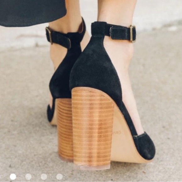 Soludos Collette Heels in Black Suede Size 8 - Picture 2 of 12